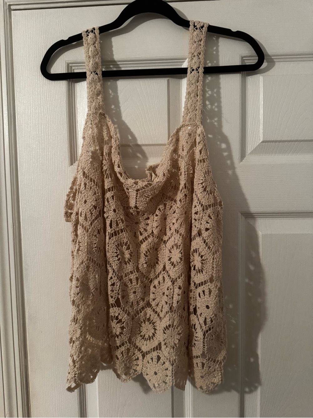 torrid Festi Beige Crochet Tank Top with Floral Lace